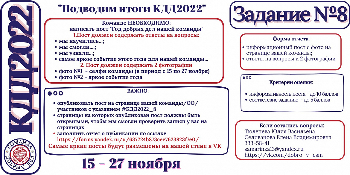 ЗАДАНИЕ №8 Областной акции #КДД2022